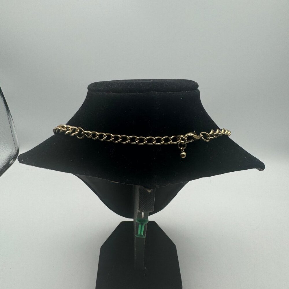 Gold Chain Bib Necklace With Colorful Glass Jewels Statement Piece Adjustable Le - Picture 3 of 3